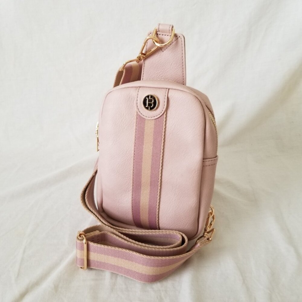 NWT! Bostanten Faux Leather Dusty Pink Shoulder/Crossbody Bag w/Detachable Strap